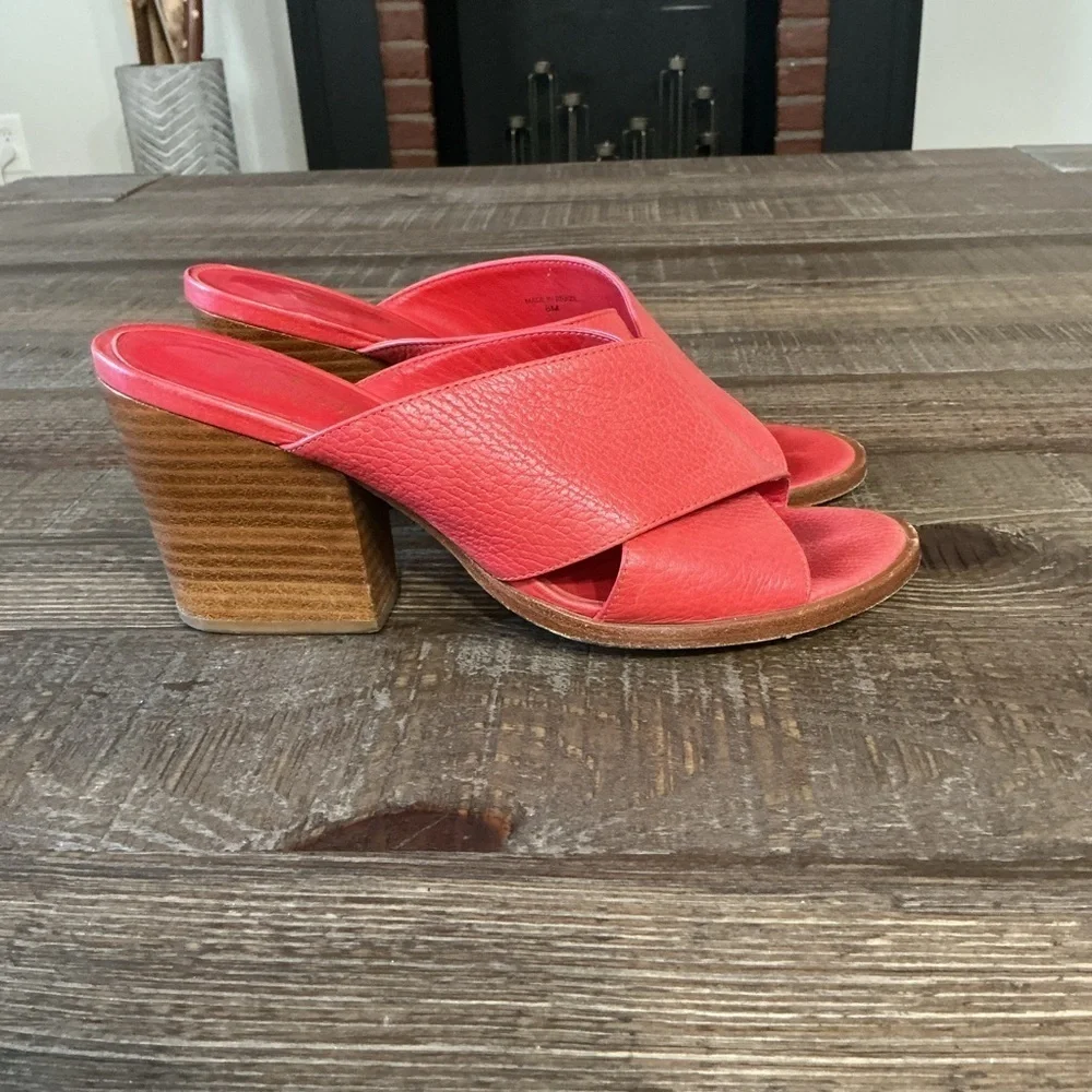 Kate Spade Felda Leather Criss Cross Open Toe Block Heel Sandals Slides Red 8